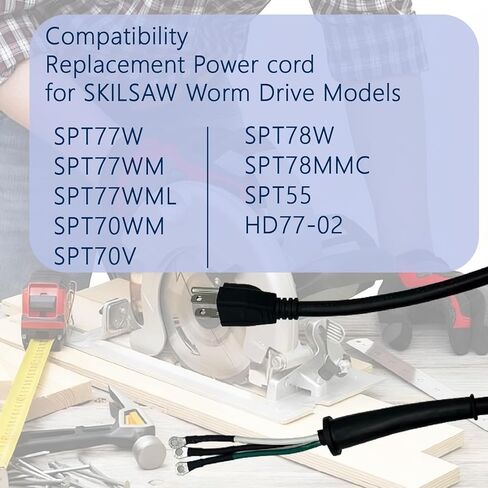 95104L سلك تجميع لمنشار SKILSAW سلك بديل مع SPT77WM SPT78W SPT70WM SPT70V SPT55 منشار دائري شديد التحمل سلك طاقة متين لمنشار SKIL المنشار الدودي أدوات كهربائية M77 77 قطعة in Kuwait