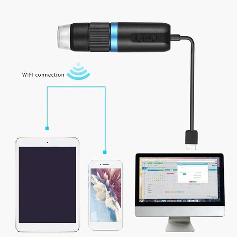 مجهر رقمي من EBTOOLS، كاميرا واي فاي USB HD 1080P تكبير 1000X مع 8 مصابيح LED وحامل قابل للتعديل، للكمبيوتر الذكي in Saudi Arabia