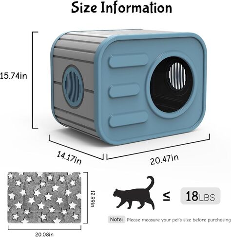 Outdoor Cat House, Outside Cat Shelter with Bed Mat for Feral Cat, Plastic Pet House for Indoor and Outdoor Use, Weatherproof, Black in Saudi Arabia