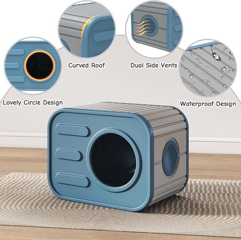 Outdoor Cat House, Outside Cat Shelter with Bed Mat for Feral Cat, Plastic Pet House for Indoor and Outdoor Use, Weatherproof, Black in Saudi Arabia
