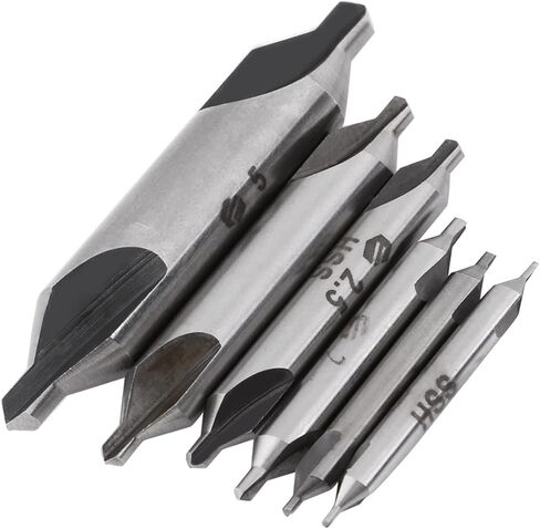 6pcs 1,1.5,2,2.5,3,5mm 60 Degree HSS Center Drill Bits Set, Sharp Precision Cutting, for Metal Drilling in Saudi Arabia