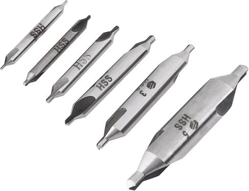 6pcs 1,1.5,2,2.5,3,5mm 60 Degree HSS Center Drill Bits Set, Sharp Precision Cutting, for Metal Drilling in Saudi Arabia