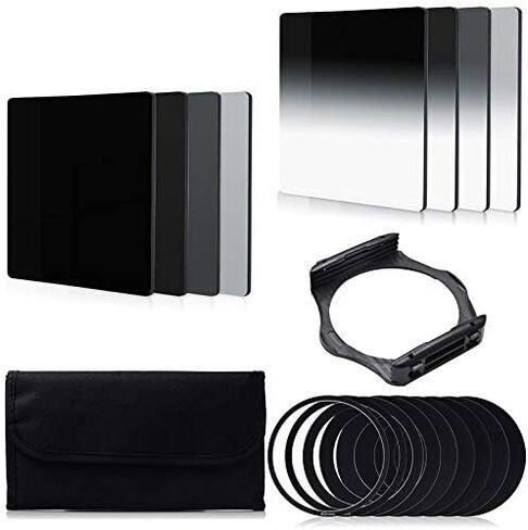 مجموعة مرشحات ND ذات الكثافة المحايدة من QKOO ND2 / ND4 / ND8 / ND16 + G.ND2 / G.ND4 / G.ND8 / G.ND16 + حلقة محول + حامل مرشح + حافظة مرشح لعدسات كاميرا DSLR in Kuwait