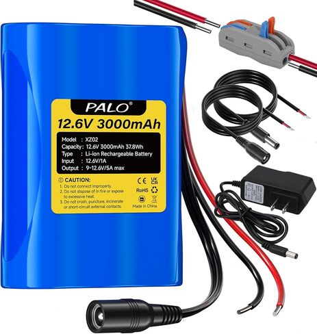 12V 3000mAh Rechargeable Li-ion Battery,Bare Leads Wire Replacement Battery Pack with Charger Compatible with 12 Volt Devices in Kuwait