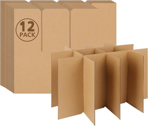 4 مجموعات مقسمات زجاجية للزجاج لصناديق التحريك ، فواصل من الورق المقوى النبيذ لـ 16 × 12x12 بوصة. in Kuwait