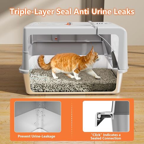 Extra Large Stainless Steel Litter Box with Lid & Scoop, Enclosed Metal Kitty Litter Box with Step, Front Entry Top Exit, Odor Control, Anti-Leakage, Non-Sticky, Easy Cleaning in Kuwait