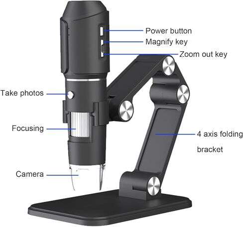 PUSOKEI Wireless Digital Microscope, 50X-1600X Magnification WiFi Portable Handheld Microscopes with 2MP Camera and 8 Adjustable LED Lights, Compatible with Phone, PC in Kuwait