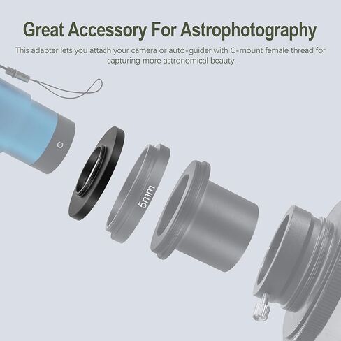 Astromania C Mount to 2" Video Camera Barrel Adapter Telescope Astrophotography - Bundle with - T2 to C-Mount Telescope Adapter in Saudi Arabia