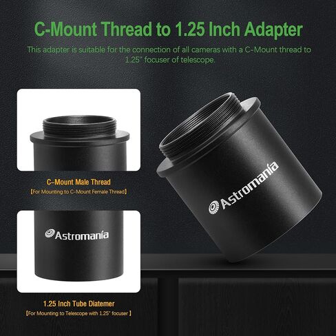 Astromania C Mount to 1.25 "محول أسطواني لكاميرا الفيديو تلسكوب التصوير الفلكي - حزمة مع - 2" إلى 1.25" محول عدسة عينية بقفل ملتوي in Saudi Arabia