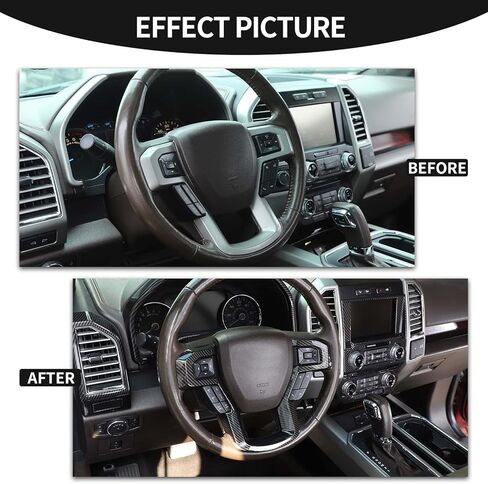 CheroCar 25PCS Carbon Fiber Interior Decoration Trim Kit Fit for 2015-2020 Ford F150 Central Control GPS Navigation & Window Lift & Dashboard & Emergency Light Switch Cover Panel Interior Decoration in Saudi Arabia