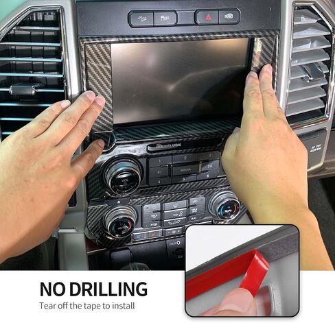 CheroCar 25PCS Carbon Fiber Interior Decoration Trim Kit Fit for 2015-2020 Ford F150 Central Control GPS Navigation & Window Lift & Dashboard & Emergency Light Switch Cover Panel Interior Decoration in Saudi Arabia
