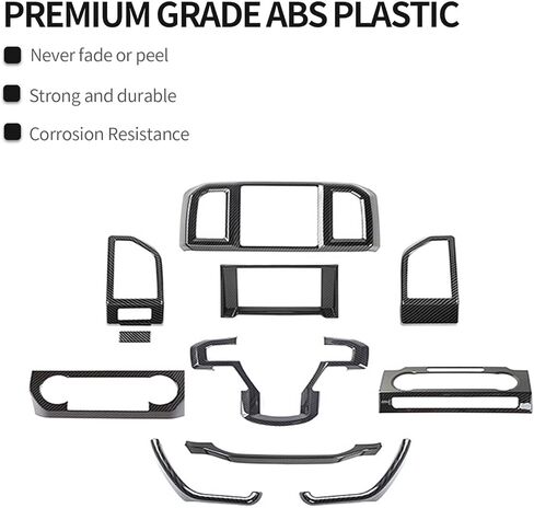 CheroCar 25PCS Carbon Fiber Interior Decoration Trim Kit Fit for 2015-2020 Ford F150 Central Control GPS Navigation & Window Lift & Dashboard & Emergency Light Switch Cover Panel Interior Decoration in Saudi Arabia