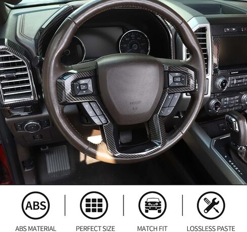 CheroCar 25PCS Carbon Fiber Interior Decoration Trim Kit Fit for 2015-2020 Ford F150 Central Control GPS Navigation & Window Lift & Dashboard & Emergency Light Switch Cover Panel Interior Decoration in Saudi Arabia