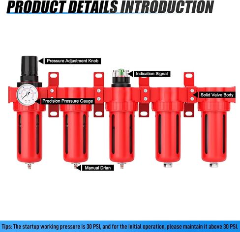 3/8" NPT Industrial Grade 5 Stage Aluminum Air Drying System,Double Coalescing Filter,Particulate Filter,Double Desiccant Dryer and Air Regulator,Manual Drain For Plasma Cutter and Paint Spray in Saudi Arabia