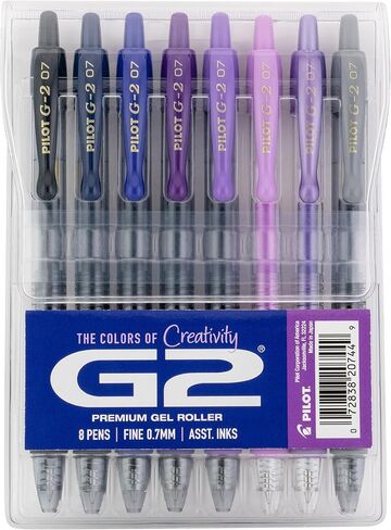 PILOT, G2 Premium Gel Roller Pens, G2 Boost Purples Pack, The Colors of Creativity, 8 Pack Pouch, Fine Point 0.7 mm, Assorted in Saudi Arabia