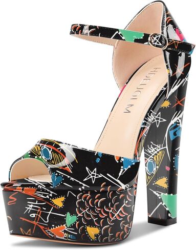 HDEUOLM Womens Chunky Block High Platform Heel Peep Toe Sandals Ankle Strap Party Cute 5.9 Inches Heels in Saudi Arabia
