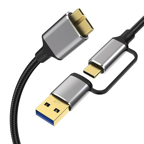 USB A/Type C to USB Micro B Data Transfer Cable Compatible with Nikon D500 D800 D810 D850, Canon EOS 5D Mark IV, 5DS R Camera, Galaxy S5, Note 3, Seagate, WD, Toshiba External Hard Drive, 5ft in Saudi Arabia