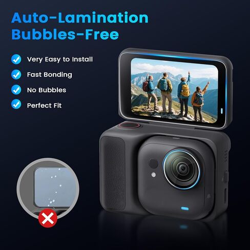 Screen Lens Protector for Insta360 GO Ultra Accessories,1 Tempered Glass Screen Protector, 1 Lens Hydrogel Protector, 2 Silicone Lens Cap Combo, 9H Hardness, Touch Sensitive, HD - Gray in Saudi Arabia