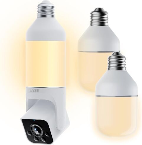Bundle of WYZE Bulb Cam Security Camera and 2 Pack of Accessory Bulbs, 2K HD Security Cameras Wireless Outdoor Indoor, Dimmable 800 Lumens LED Bulb, Soft White 3000k, E26 Base in Saudi Arabia