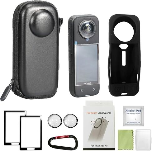 مجموعة ملحقات JFX 9 في 1 لجهاز Insta360 X5، بما في ذلك فيلم حماية العدسة الفاخر Insta360 X5، وواقي شاشة من الزجاج المقسى، وحافظة من السيليكون، ومجموعة حامل سطح المكتب وحقيبة حمل in Kuwait