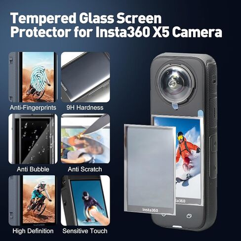 مجموعة ملحقات JFX 9 في 1 لجهاز Insta360 X5، بما في ذلك فيلم حماية العدسة الفاخر Insta360 X5، وواقي شاشة من الزجاج المقسى، وحافظة من السيليكون، ومجموعة حامل سطح المكتب وحقيبة حمل in Kuwait