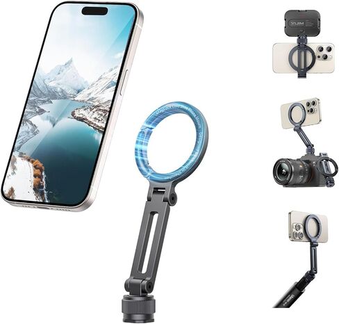 ULANZI Magnetic Phone Tripod Mount for MagSafe, Aluminum Camera Phone Holder with 1/4" Screw & Cold Shoe,Carabiner Design, Compatible with iPhone 17/16/15/14/13/12 Series in Saudi Arabia