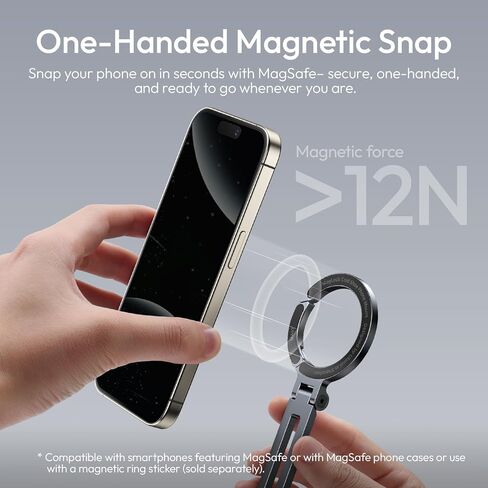 ULANZI Magnetic Phone Tripod Mount for MagSafe, Aluminum Camera Phone Holder with 1/4" Screw & Cold Shoe,Carabiner Design, Compatible with iPhone 17/16/15/14/13/12 Series in Saudi Arabia