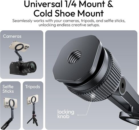 ULANZI Magnetic Phone Tripod Mount for MagSafe, Aluminum Camera Phone Holder with 1/4" Screw & Cold Shoe,Carabiner Design, Compatible with iPhone 17/16/15/14/13/12 Series in Saudi Arabia