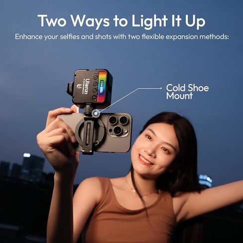 ULANZI Magnetic Phone Tripod Mount for MagSafe, Aluminum Camera Phone Holder with 1/4" Screw & Cold Shoe,Carabiner Design, Compatible with iPhone 17/16/15/14/13/12 Series in Saudi Arabia