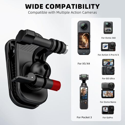 Backpack Clip Magnetic Mount for DJI Osmo Action 5 Pro/6/4/3, 360° Rotating Shoulder Bag Strap Clip Mount for Insta360 X5/X4/Ace Pro 2/Go Ultra, Osmo Pocket 3/Nano/360, for GoPro Hero 13 Accessories in Saudi Arabia