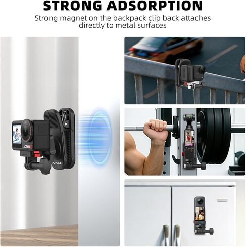 Backpack Clip Magnetic Mount for DJI Osmo Action 5 Pro/6/4/3, 360° Rotating Shoulder Bag Strap Clip Mount for Insta360 X5/X4/Ace Pro 2/Go Ultra, Osmo Pocket 3/Nano/360, for GoPro Hero 13 Accessories in Saudi Arabia