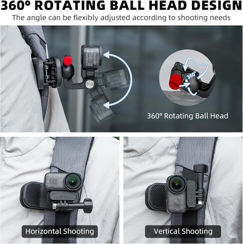 Backpack Clip Magnetic Mount for DJI Osmo Action 5 Pro/6/4/3, 360° Rotating Shoulder Bag Strap Clip Mount for Insta360 X5/X4/Ace Pro 2/Go Ultra, Osmo Pocket 3/Nano/360, for GoPro Hero 13 Accessories in Saudi Arabia