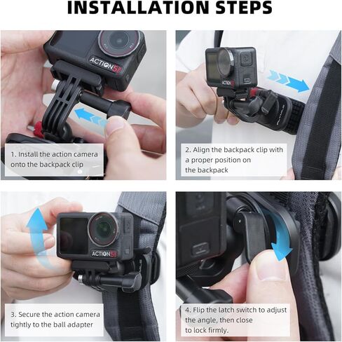 Backpack Clip Magnetic Mount for DJI Osmo Action 5 Pro/6/4/3, 360° Rotating Shoulder Bag Strap Clip Mount for Insta360 X5/X4/Ace Pro 2/Go Ultra, Osmo Pocket 3/Nano/360, for GoPro Hero 13 Accessories in Saudi Arabia
