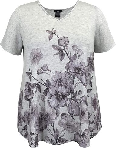 بلوزة LEEBE للسيدات والمقاسات الكبيرة بأكمام قصيرة مطبوعة متأرجحة (Small-5X) in Kuwait