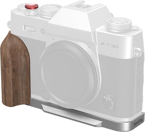لوحة تثبيت صغيرة الحجم X-T30 III على شكل حرف L مع مقبض خشبي لـ FUJIFILM X-T30 / X-T30 II/X-T30 III، لوحة تحرير سريعة لـ Arca، فتحة ملولبة 1/4"-20، زر الغالق، فضي فحمي-5668 in Saudi Arabia