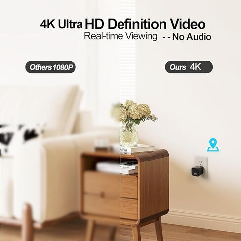 كاميرا أمان ULar Plug-in، كاميرا واي فاي صغيرة بدقة 4K UHD Small Nanny Pet، بطاقة SD واحدة مجانية سعة 16 جيجابايت متضمنة عرض التطبيق عن بعد، كشف الحركة للمراقبة الذكية الداخلية - بدون صوت in Kuwait