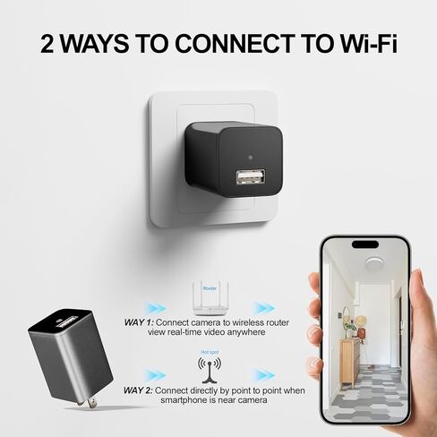 كاميرا أمان ULar Plug-in، كاميرا واي فاي صغيرة بدقة 4K UHD Small Nanny Pet، بطاقة SD واحدة مجانية سعة 16 جيجابايت متضمنة عرض التطبيق عن بعد، كشف الحركة للمراقبة الذكية الداخلية - بدون صوت in Kuwait