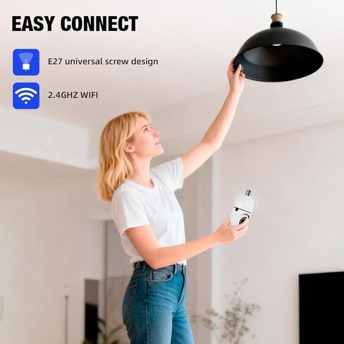 كاميرا أمان KERUI Light Bulb، 2.4G WiFi 2K كاميرات أمنية لاسلكية لكشف الحركة والتنبيهات في الهواء الطلق، صوت ثنائي الاتجاه، كشف الإنسان، رؤية ليلية ملونة، كاميرا لمبة تعمل مع Alexa (عبوتان) in Kuwait