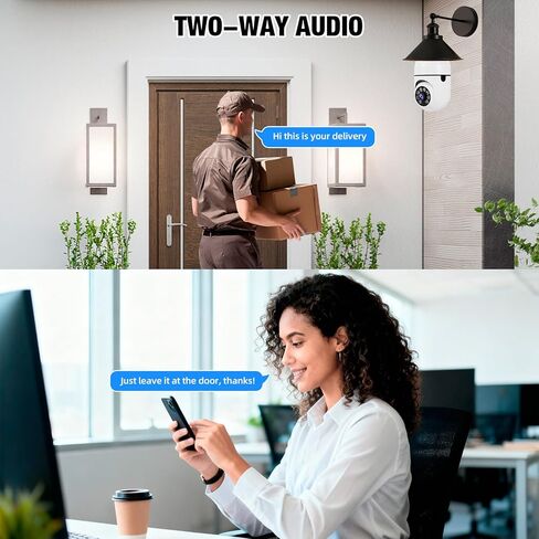 كاميرا أمان KERUI Light Bulb، 2.4G WiFi 2K كاميرات أمنية لاسلكية لكشف الحركة والتنبيهات في الهواء الطلق، صوت ثنائي الاتجاه، كشف الإنسان، رؤية ليلية ملونة، كاميرا لمبة تعمل مع Alexa (عبوتان) in Kuwait