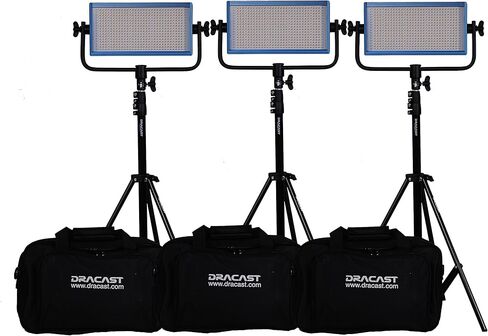 Dracast Pro Series LED500 Bi-Color LED 3 Light Kit with Gold Mount Battery Plates and Light Stands in Saudi Arabia