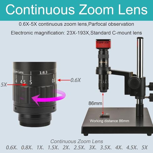 يمكن توصيل كاميرا 23X-193X HD مجهر إلكتروني صناعي بدقة 4K بجهاز كمبيوتر للقياس والتصوير in Kuwait