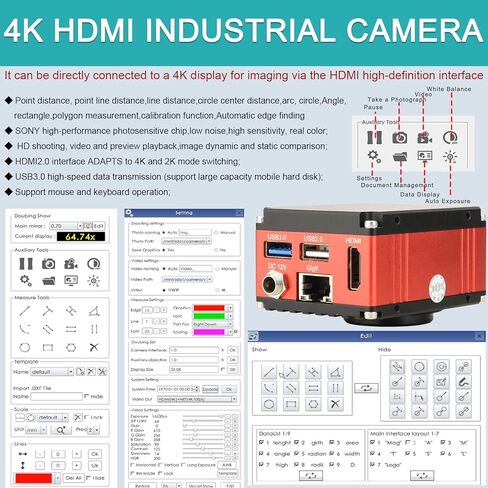يمكن توصيل كاميرا 23X-193X HD مجهر إلكتروني صناعي بدقة 4K بجهاز كمبيوتر للقياس والتصوير in Kuwait
