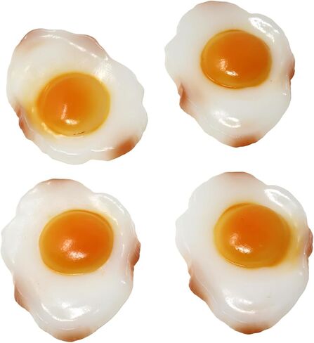 4PCS Funny Lifelike Fried Eggs Artificial Resin Fried Eggs Models Realistic Food Photography Props for Home Party Halloween Decoration and Market Food Sample Display in Saudi Arabia
