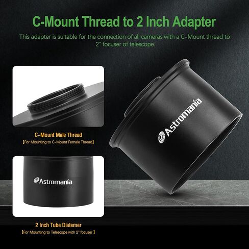 Astromania C Mount to 2" Video Camera Barrel Adapter Telescope Astrophotography - Bundle with - 2" SCT Adapter in Saudi Arabia