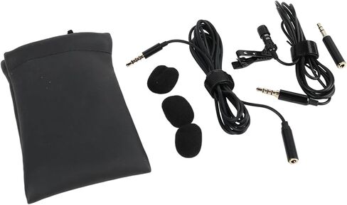 Zunate Professional Omnidirectional Lavalier Microphone Clear Sound Pickup for Interviews, Video Recording, 3.5mm Clamp/Holder On Mic for Cell Phone Wired Microphone Black in Kuwait