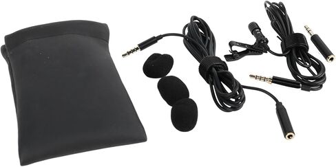Zunate Professional Omnidirectional Lavalier Microphone Clear Sound Pickup for Interviews, Video Recording, 3.5mm Clamp/Holder On Mic for Cell Phone Wired Microphone Black in Kuwait