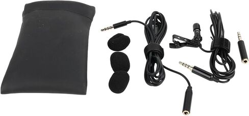 Zunate Professional Omnidirectional Lavalier Microphone Clear Sound Pickup for Interviews, Video Recording, 3.5mm Clamp/Holder On Mic for Cell Phone Wired Microphone Black in Kuwait