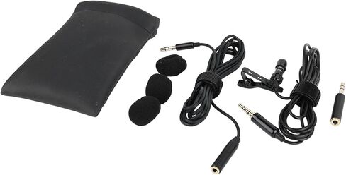 Zunate Professional Omnidirectional Lavalier Microphone Clear Sound Pickup for Interviews, Video Recording, 3.5mm Clamp/Holder On Mic for Cell Phone Wired Microphone Black in Kuwait