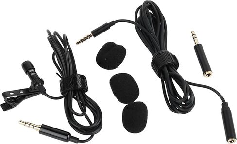 Zunate Professional Omnidirectional Lavalier Microphone Clear Sound Pickup for Interviews, Video Recording, 3.5mm Clamp/Holder On Mic for Cell Phone Wired Microphone Black in Kuwait
