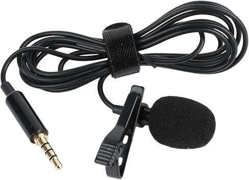 Zunate Professional Omnidirectional Lavalier Microphone Clear Sound Pickup for Interviews, Video Recording, 3.5mm Clamp/Holder On Mic for Cell Phone Wired Microphone Black in Kuwait